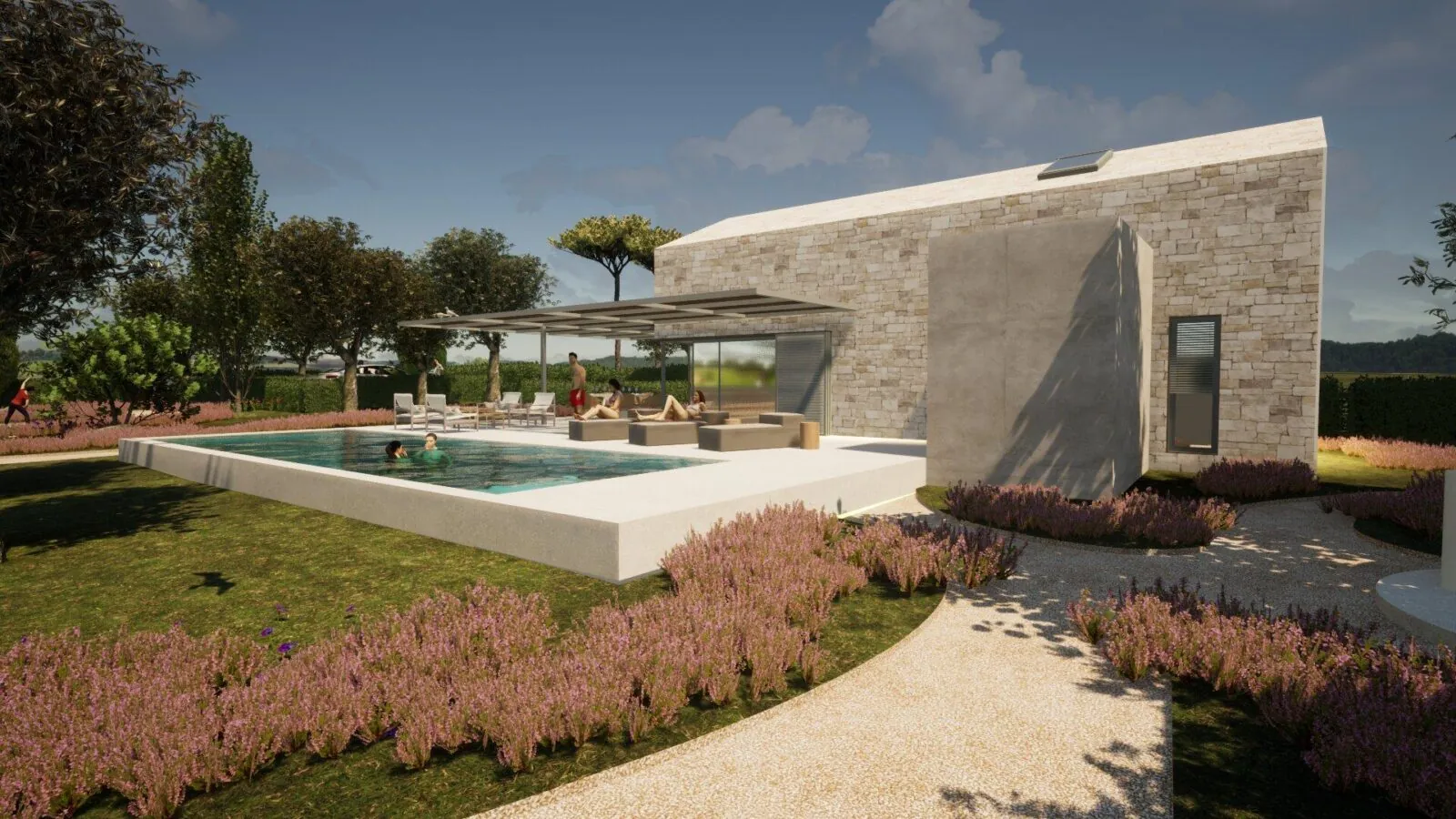 Arhitektonsko projektiranje kuće s bazenom, interijera i okoliša :: VILA MARE - ARHITEKTURA PLUS 