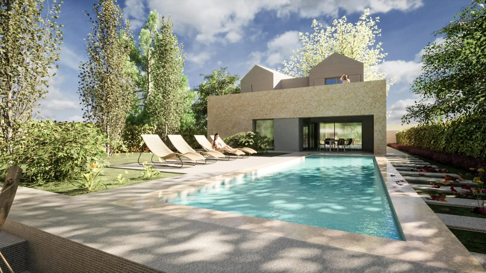 Arhitektonsko projektiranje kuće za odmor s bazenom :: OO2023 - ARHITEKTURA PLUS 