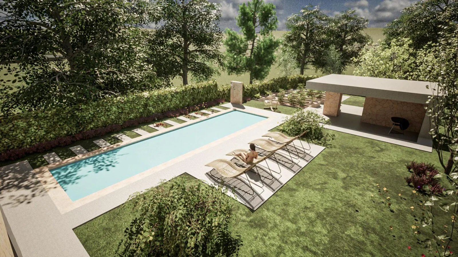 Arhitektonsko projektiranje kuće za odmor s bazenom :: OO2023 - ARHITEKTURA PLUS 